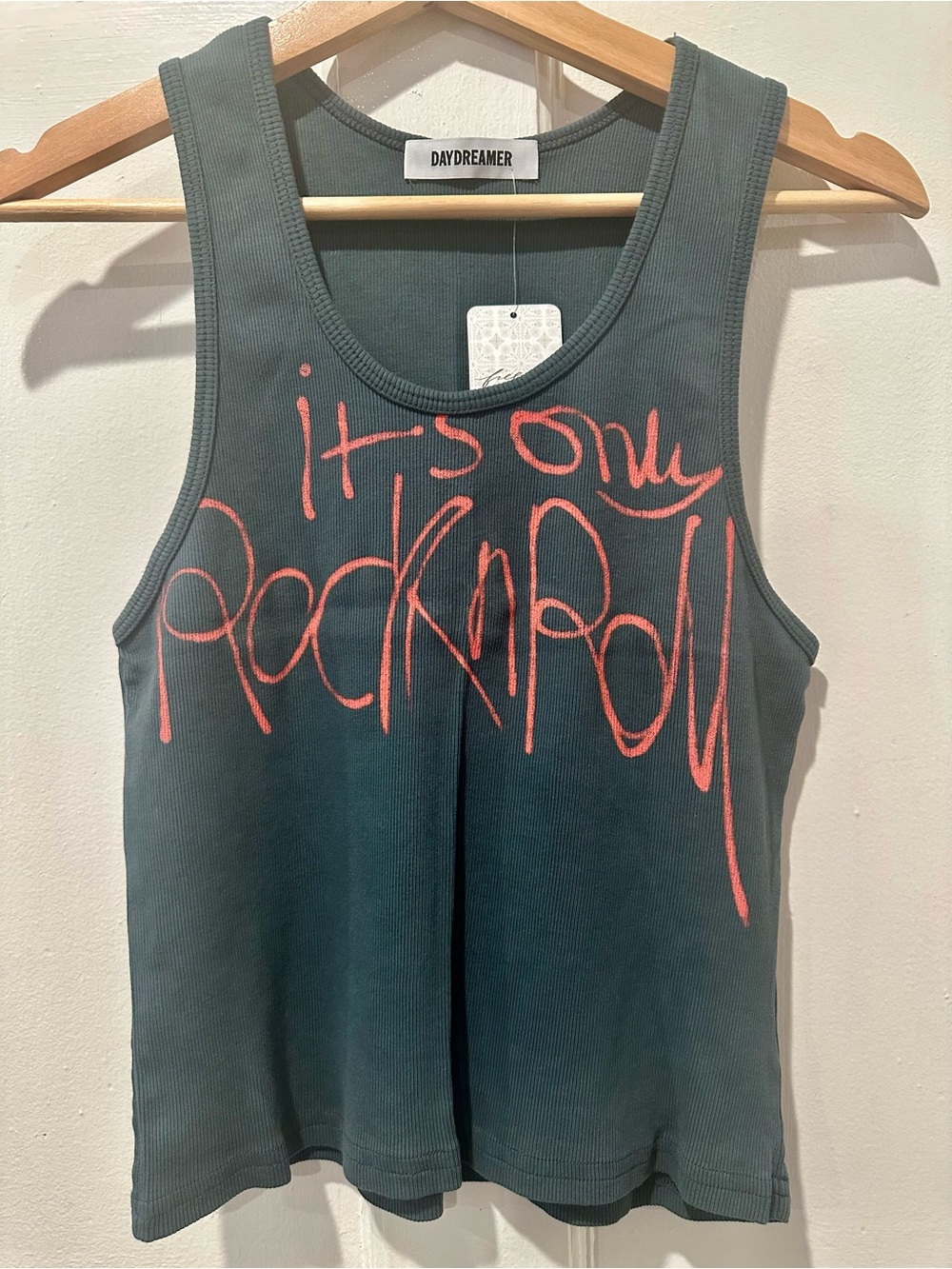 Free People Daydreamer Black Rolling Stones Cropped Tank 'It's Only Rock n Roll'